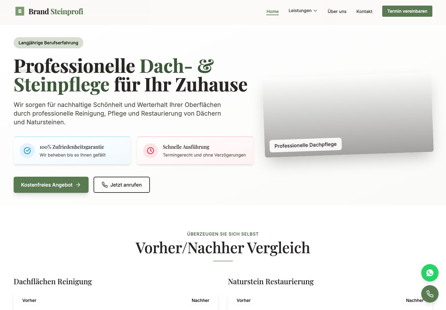 Screenshot of the Brand Steinprofi homepage