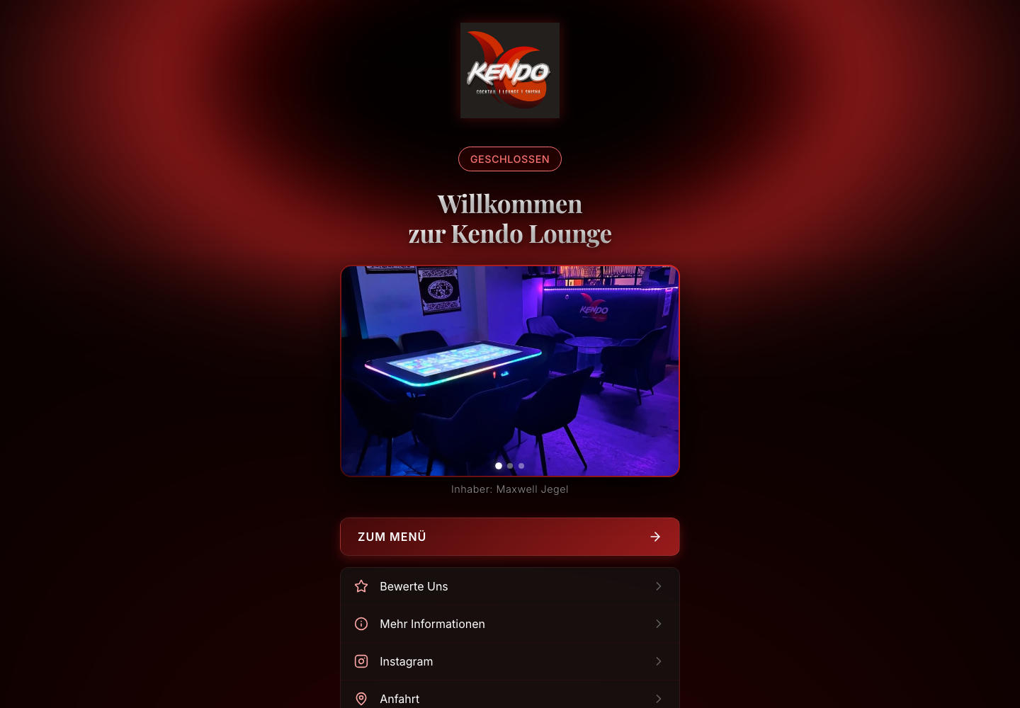 Screenshot of the Kendo Lounge homepage